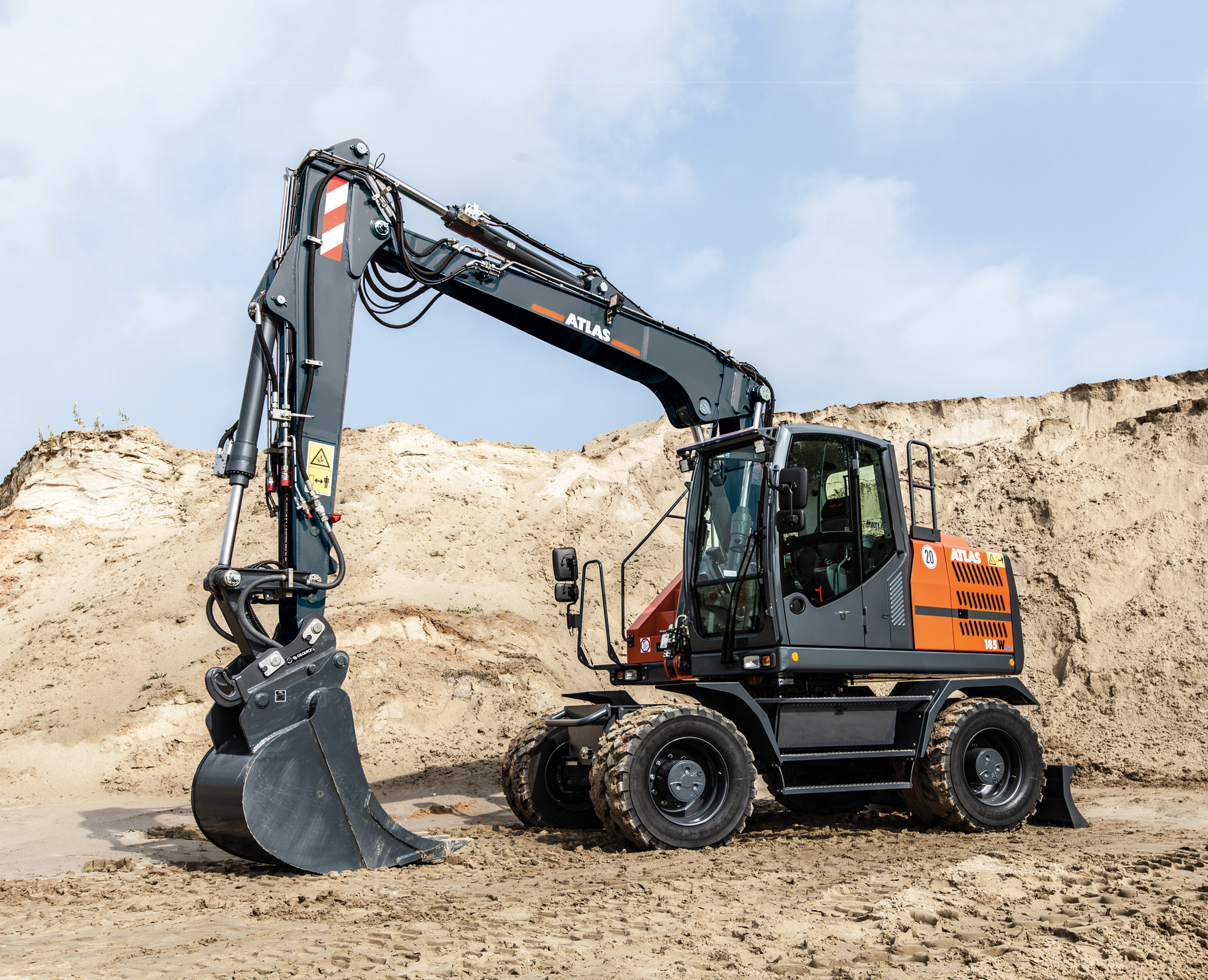 Versatility is claimed by ATLAS for its new wheeled excavator